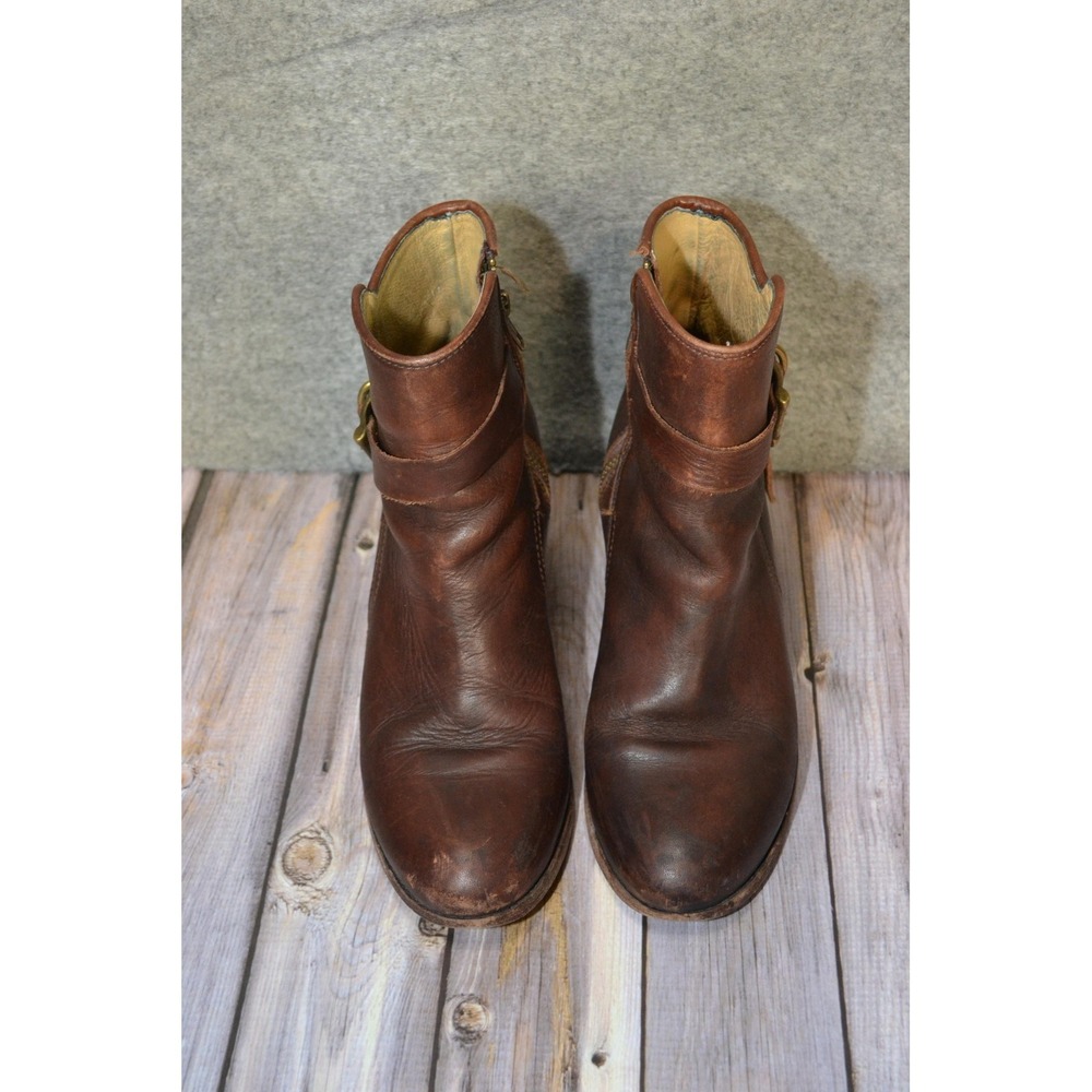 Frye Boots Womens Size 9 B Brown Leather Ankle Buckle Booties Malorie Knotted - Picture 4 of 14